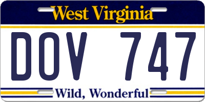 WV license plate DOV747