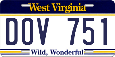 WV license plate DOV751