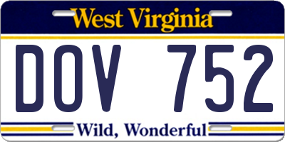 WV license plate DOV752