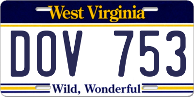WV license plate DOV753