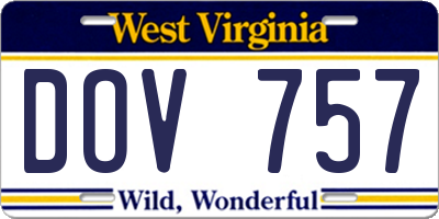 WV license plate DOV757