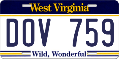 WV license plate DOV759