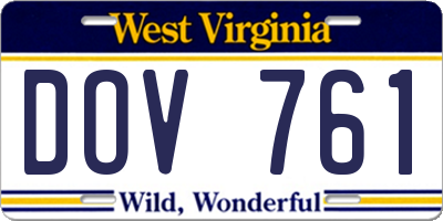 WV license plate DOV761