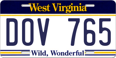 WV license plate DOV765