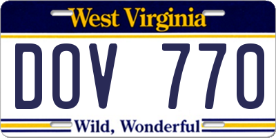 WV license plate DOV770