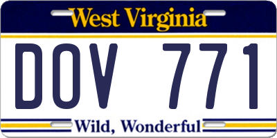 WV license plate DOV771