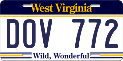 WV license plate DOV772