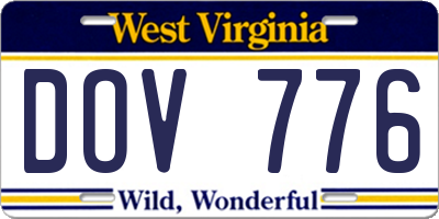 WV license plate DOV776