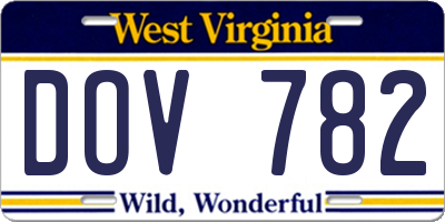 WV license plate DOV782