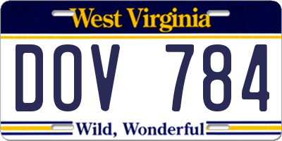 WV license plate DOV784