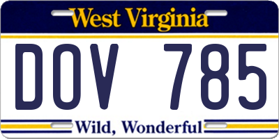 WV license plate DOV785