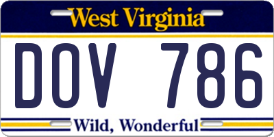 WV license plate DOV786