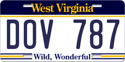 WV license plate DOV787