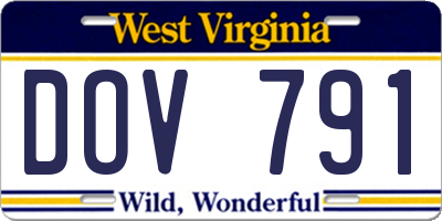 WV license plate DOV791