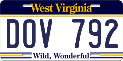 WV license plate DOV792