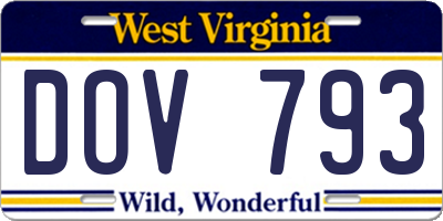 WV license plate DOV793