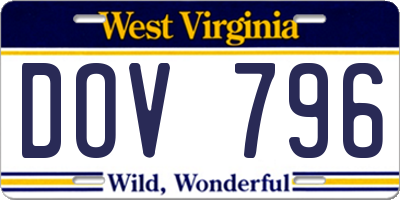 WV license plate DOV796