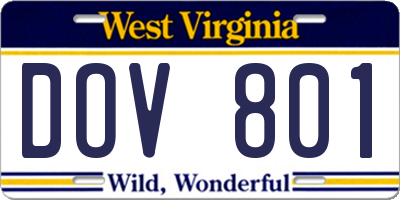 WV license plate DOV801