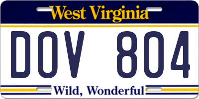 WV license plate DOV804