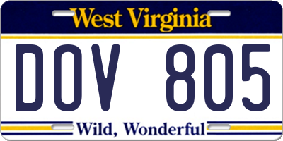 WV license plate DOV805