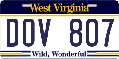 WV license plate DOV807