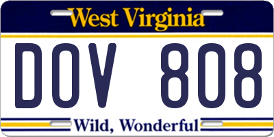 WV license plate DOV808