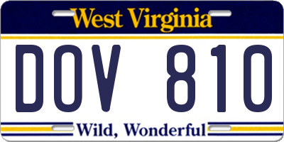 WV license plate DOV810