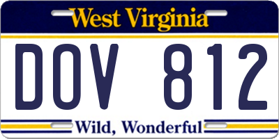 WV license plate DOV812