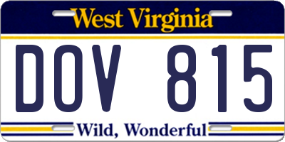 WV license plate DOV815