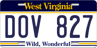 WV license plate DOV827
