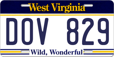 WV license plate DOV829