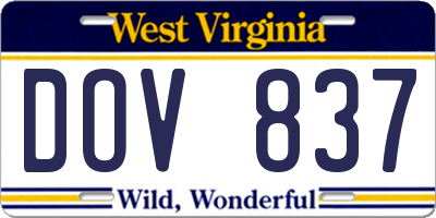 WV license plate DOV837