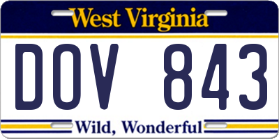 WV license plate DOV843