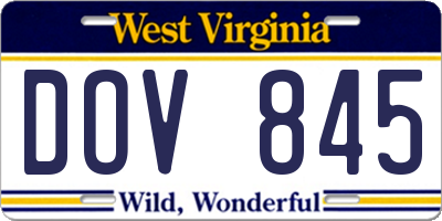 WV license plate DOV845
