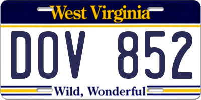 WV license plate DOV852