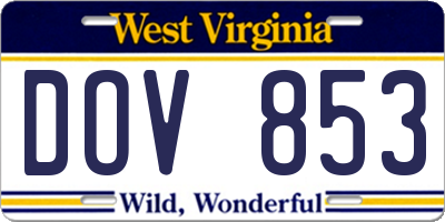 WV license plate DOV853