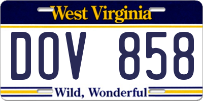 WV license plate DOV858