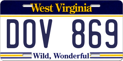 WV license plate DOV869