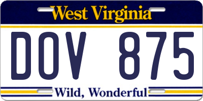 WV license plate DOV875