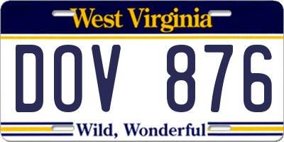 WV license plate DOV876