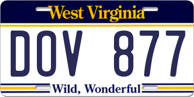 WV license plate DOV877