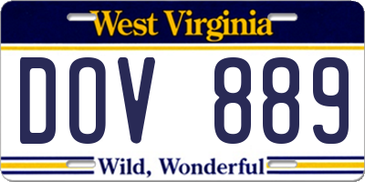 WV license plate DOV889