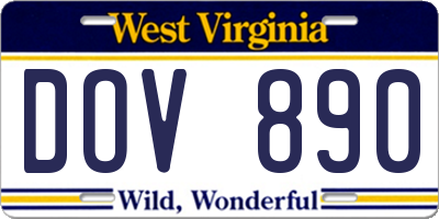 WV license plate DOV890