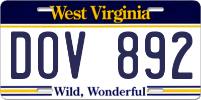 WV license plate DOV892