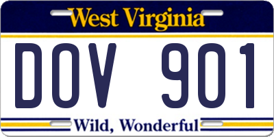 WV license plate DOV901