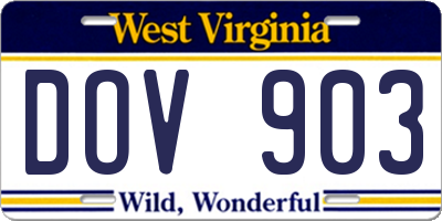 WV license plate DOV903
