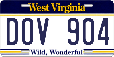 WV license plate DOV904