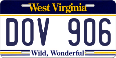 WV license plate DOV906