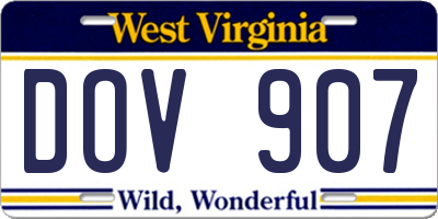WV license plate DOV907