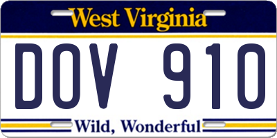 WV license plate DOV910